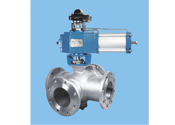 China Ss Instrumentation Control Valves , High Temp Electric Actuated Four Way Ball Valve supplier